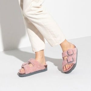 NEW Papillio Birkenstock Arizona Big Buckle Shearling, Teddy Crystal Rose 6